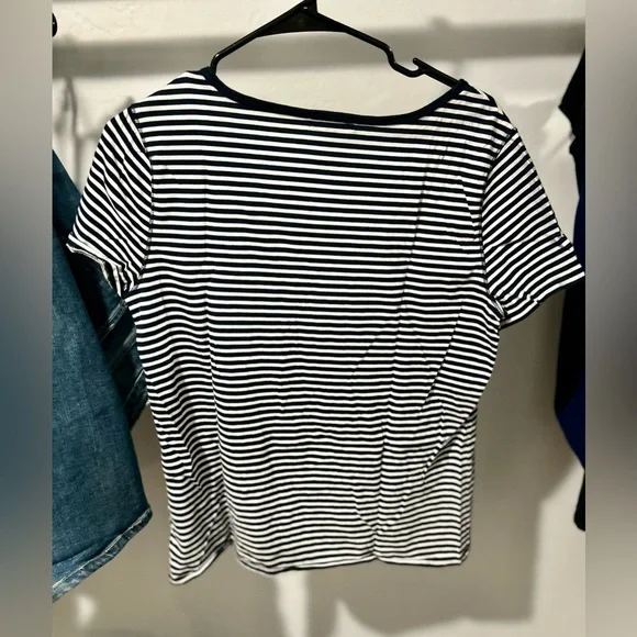 Ralph Lauren Navy and White Striped Tee - Picture 2 of 4